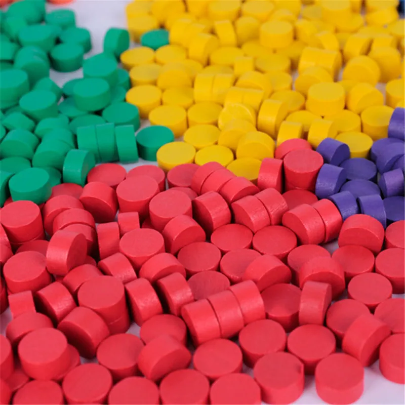 

80Pcs Diameter 10*5MM 8 Colors Pawn Wooden Game Pieces Colorful Pawn/Chess For Board game/Educational Games Accessories