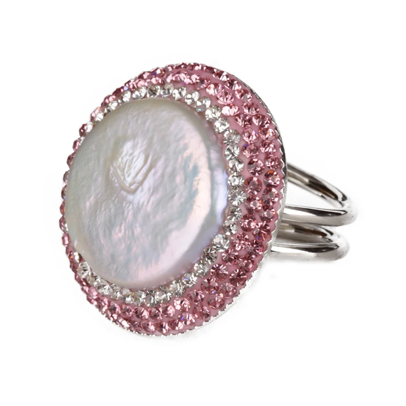 New Design 3 Types Pearl Paved Rhinestone Trendy Rings For Women