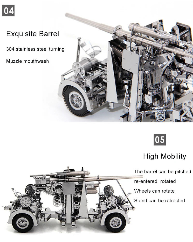 Presentes de Natal Metal Jigsaw Puzzles Modelo Alemanha 88 Air Defense Anti Artilharia Tanque Adulto Crianças Brinquedos Educativos Coleção 3d 13 Cheap Quebra-cab.