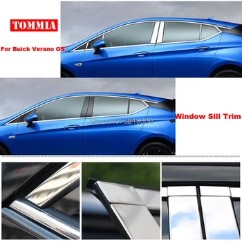 

TOMMIA Full Window Middle Pillar Molding Sill Trim Chromium Styling Strips Stainless Steel For buick Verano GS