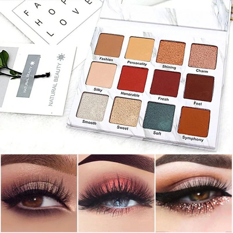 

NOVO Brand Eyeshadow Palette 12 Color Shimmer and Matte Eye Shadow Marble Nude Eyeshadow Renaissance Beginners Waterproof New