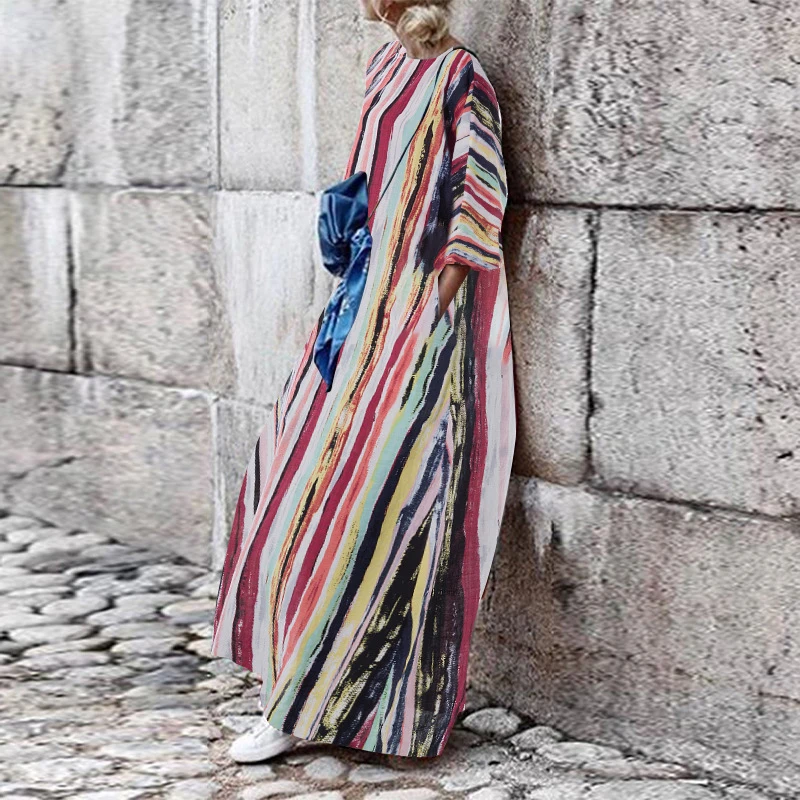 Women's Summer Dress 2019 Loose Patchwork Maxi Dress Woman Casual Long Dresses Woman Party Night Plus Size Ladies Sundress 5xl
