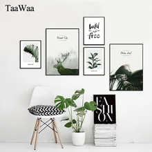 TAAWAA Nordic Poster Green Plant Wall Art Canvas Print Deer Abstract Painting Decorative Picture for Living Room Home Decor