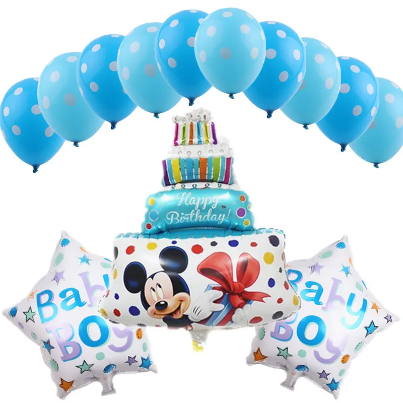 

XXPWJ New 13pcs/lot Mickey Minnie Birthday Series Balloon Set Children's Birthday Party Decoration Balloons High Quality X-174