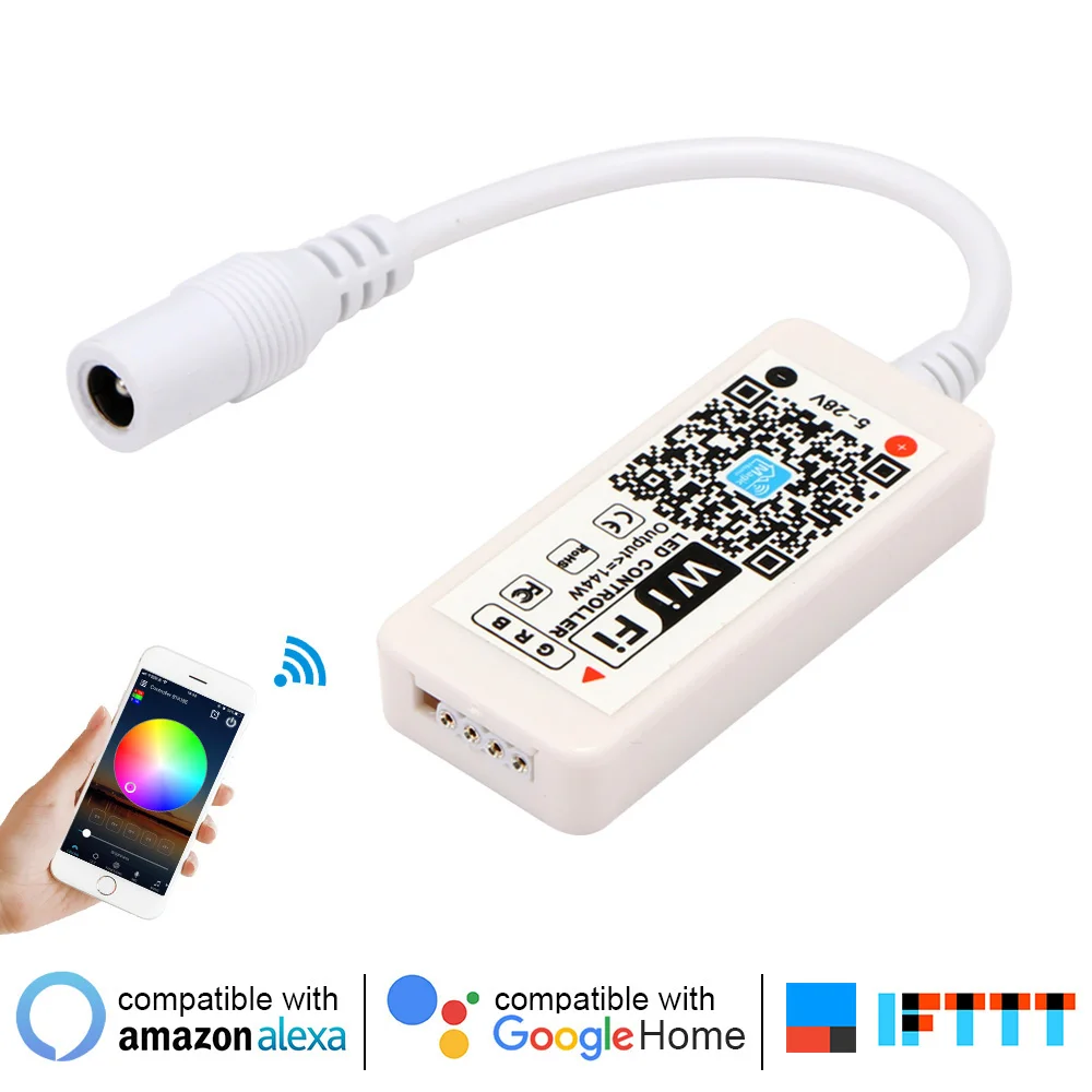 1 шт. Wifi светодиодный смарт-контроллер RGB светодиодный контроллер для RGB Светодиодные полосы, совместимые с Alexa Google Assistant iftt