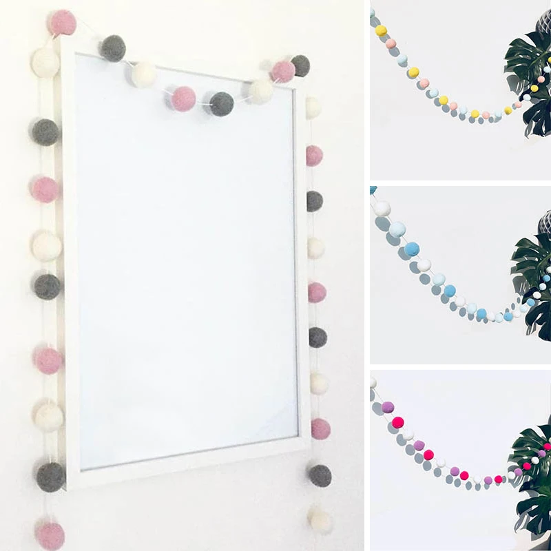 Sale Nordic Style Baby Shower kids room Garland Hair Ball Decoration Macarons Wedding New Festival Supplies Birthday Party