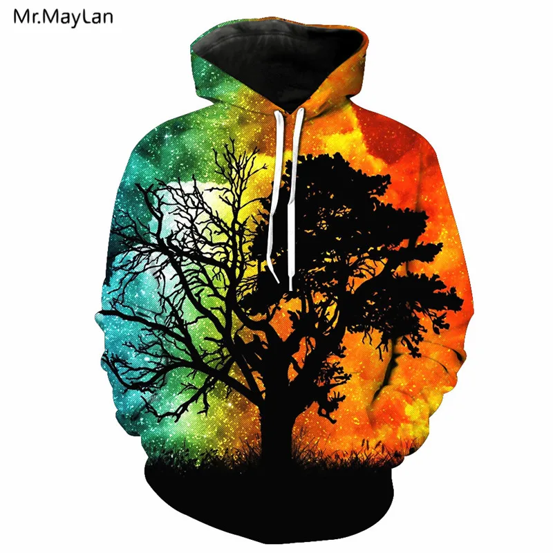 

Hipster 3D Galaxy Print Tree Sunset Hoodies Men/Women Hiphop Streetwear Jacket Pullover Hat Sweatshirt Boys Coat 2018 Clothing