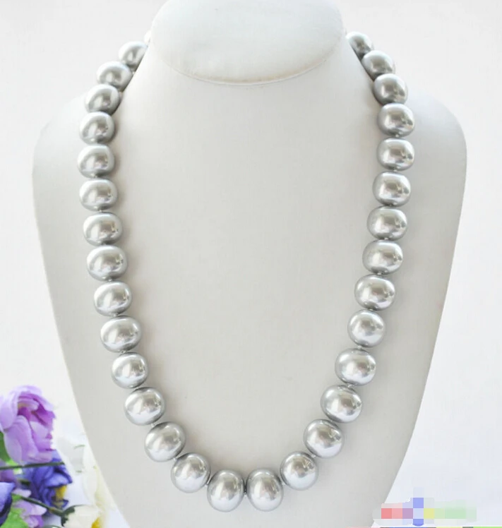 

P5159 24" 20mm GRAY EGG SOUTH SEA SHELL PEARL NECKLACE ^^^@^Noble style Natural Fine jewe SHIPPING (C0309)