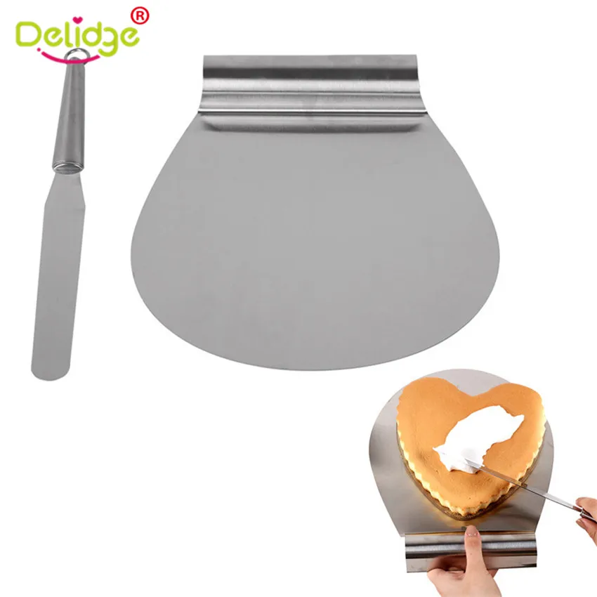 

Delidge 2pcs/set Stainless Steel Cake Pizza Transfer Muffin Bread Tray Moving Plate Cake Shovel Cream Spatulas Baking Tools