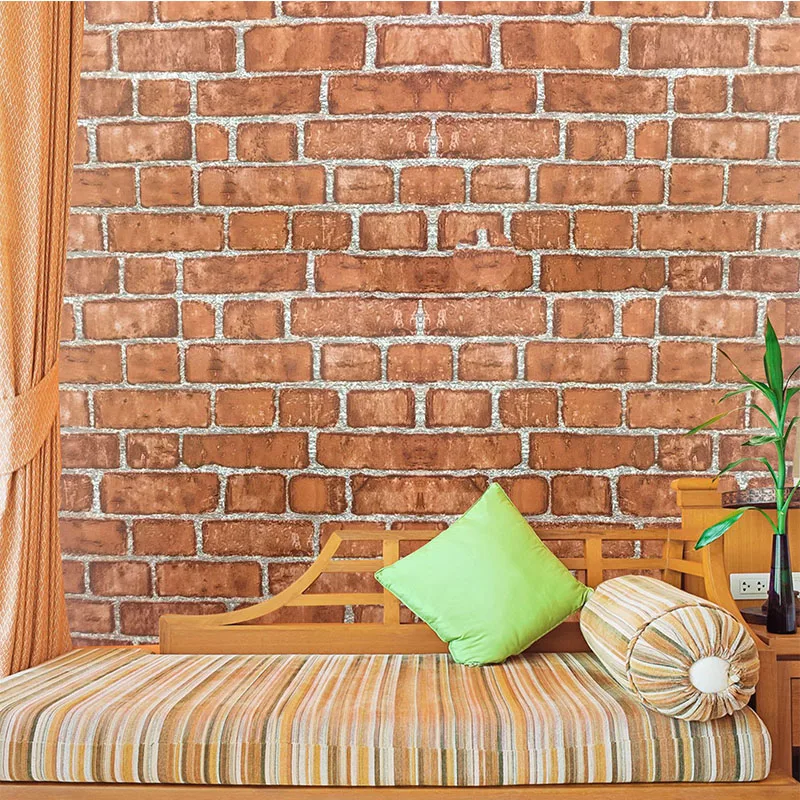 45cm*100cm red Stone Brick 3D Wallpaper for Living Room Bedroom PVC Waterproof Self Adhesive Removable Wall Sticker Home Decor