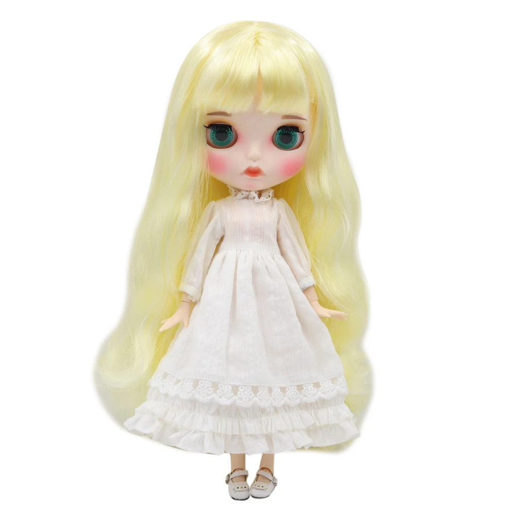 Ледяная кукла DBS Blyth 1/6 bjd белая кожа сустав тело желтые волосы матовое лицо резные