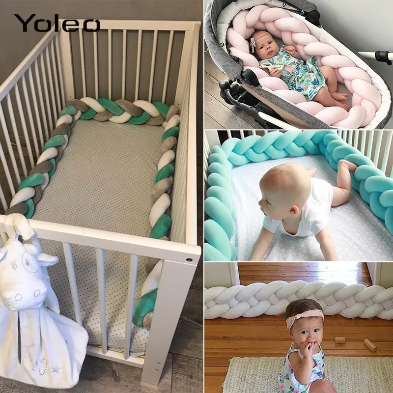 Бампер для детской кровати для новорожденных, плетеный бампер для кровати, чистый тканый плюшевый узел, защита для детской комнаты
