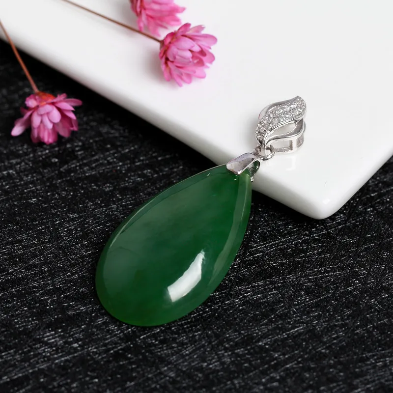 925 Серебряное ожерелье Кулон винтажный сертификат натуральный зеленый нефрит Циркон инкрустированный милый ремесло для женщин подарок с коробкой