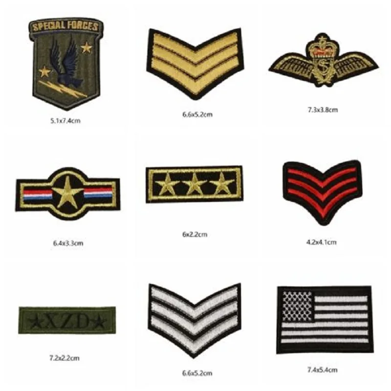 Patch embroidered military army rank stripes chevrons epaulet insignia wings r2