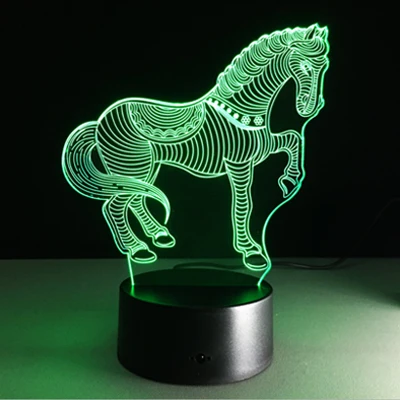 Новая Лошадь 3D ночник креативный 3 D лампа визуальное освещение для украшения комнаты рождественский подарок, новинка для малышей - Испускаемый цвет: 687
