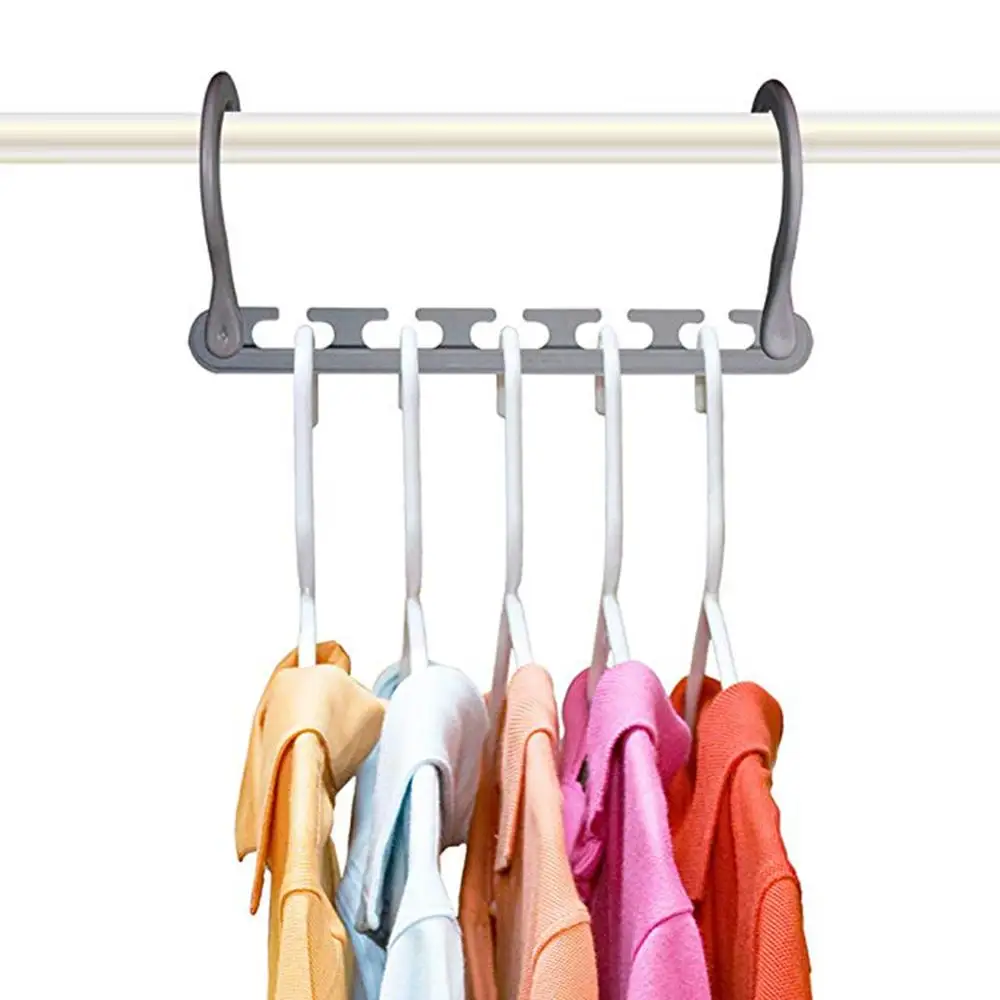 

New 3D Space Saving Hanger Magic Clothes Hanger with 6 Hole Gray Clothes Closet Organizer Wrinkle-free Clothes Fully Assembled