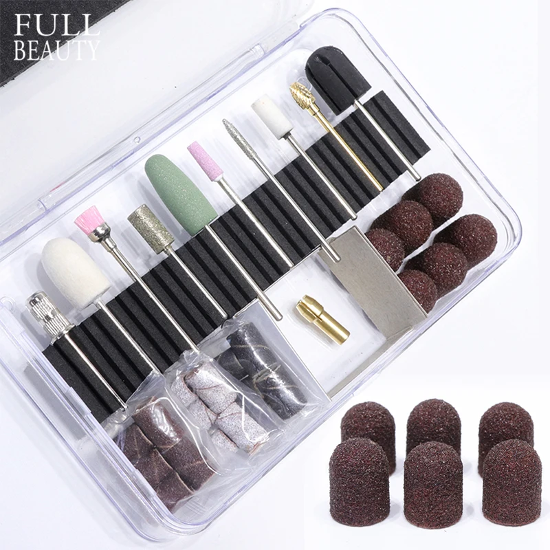 

Full Beauty 32pcs Nail Drill Electric Mills Sets Multifunction Clean Polish Cutter Nail Art Manicure Files Nail Tool CHstz-22