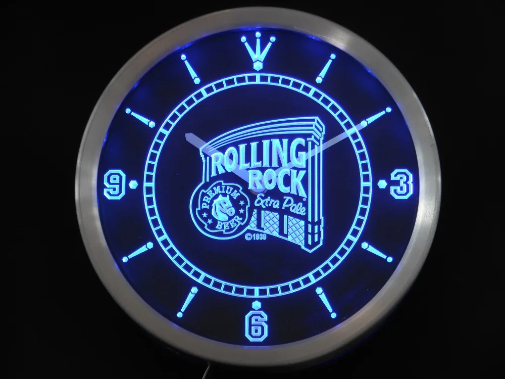  nc0474 Rolling Rock Beer Neon Light Signs LED Wall Clock - 32844358594