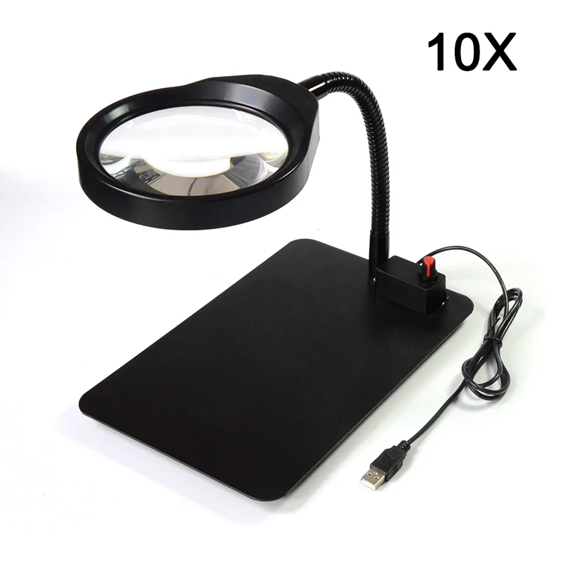 10X Magnifier 48 LED Light Magnifier & Desk Lamp Helping Desktop