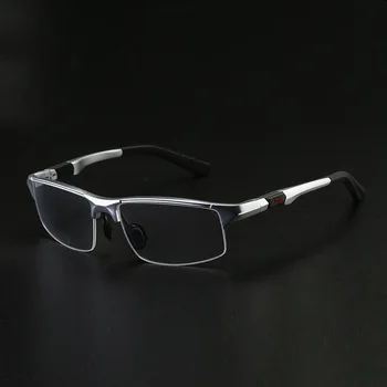 

W-142 Al Mg Alloy Glasses Eyewear Men Eyeglasses Frame Elastic Hinge Glasses Half Rim Eyewear Frame Optical Myopia Glasses