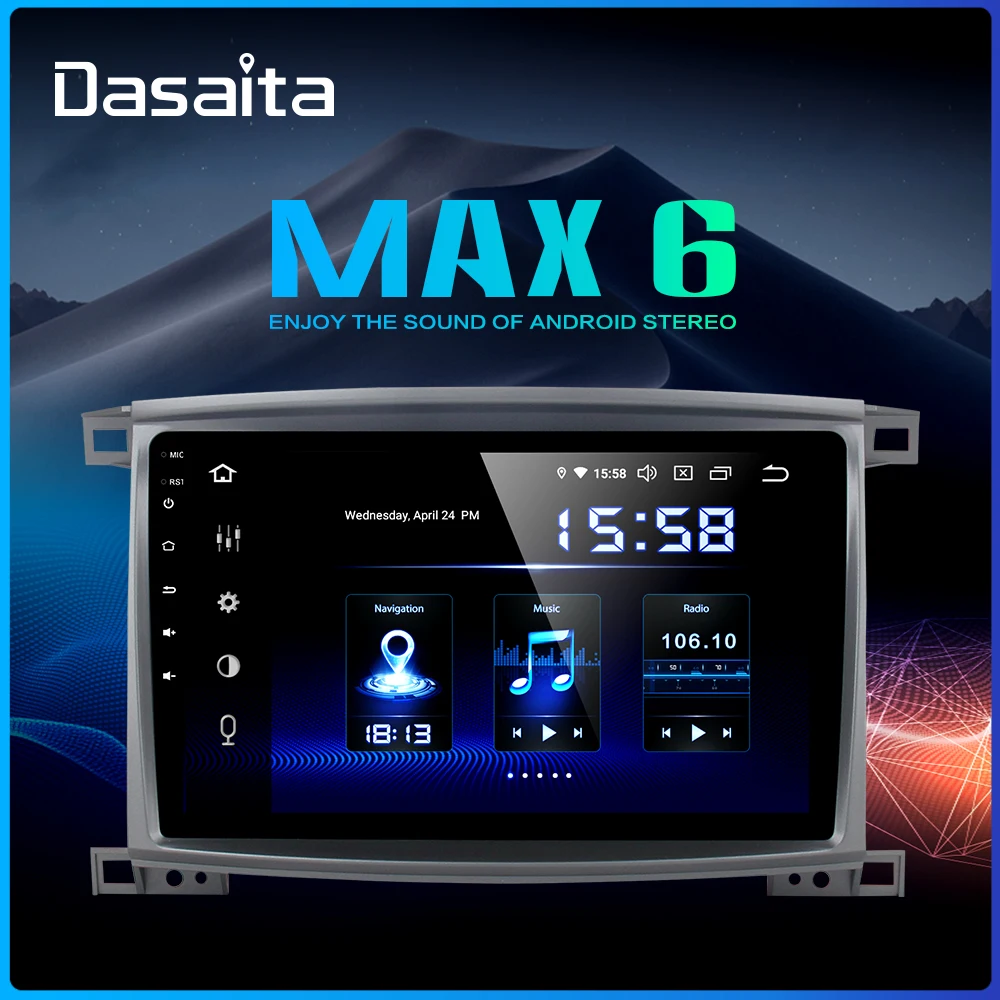 

Dasaita Radio 1 Din Android 9.0 Car Stereo for Toyota LC 100 Land Cruiser 100 2003 GPS Navigation Bluetooth 64GB ROM