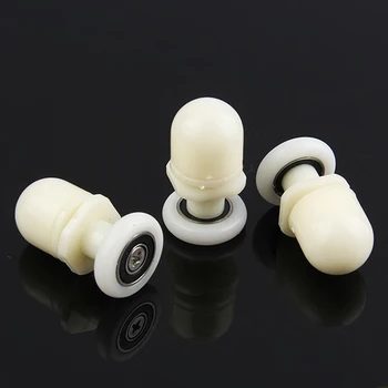 4pcs-8pcs/set Single Plastic Shower Door Rollers Wheel Runner Diameter 22mm,23mm,25mm,27mm with Eccentric shaft and white color.