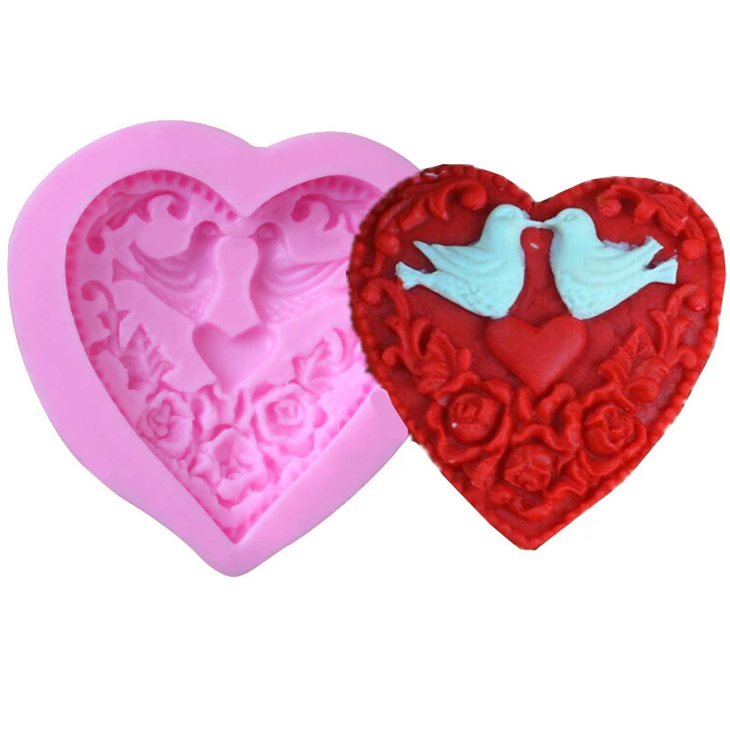 DIY Cake Baking Molds Heart Shape Love Bird Silicone Chocolate Candy Fondant Moulds Wedding Cake Decorating Tools H713 DIY Cake Baking Molds Heart Shape Love Bird Silicone Chocolate Candy Fondant Moulds Wedding Cake Decorating Tools H713