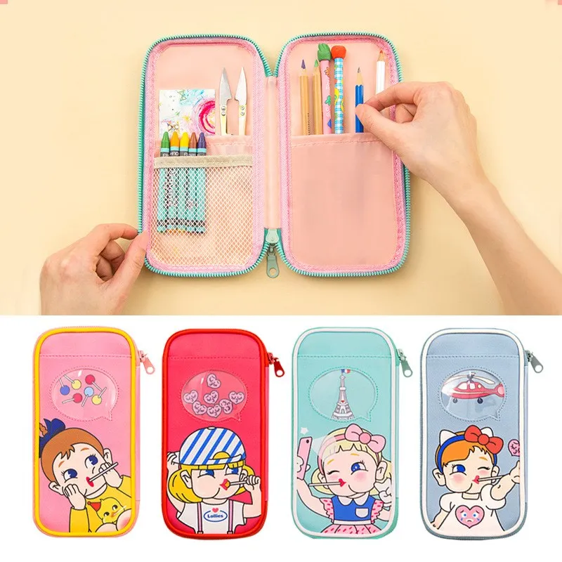 

Korean Version of The Lollipop Pencil Case Cute Cartoon Waterproof PU Pencil Box School Supplies Gifts for Girls