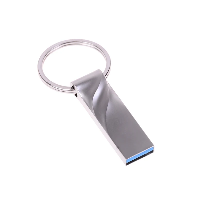 Серебристый металлический флеш накопитель Usb 2 0 16 ГБ с кольцом для ключей|USB