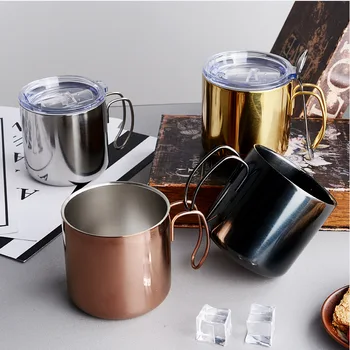 

Europe stainless steel Water Tea coffee cup Beer mug with handle cup lid double wall mug Office home Water Mugs