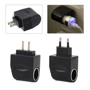 

beler 1Pc Black AC 110V-220V Car Charger Cigarette Lighter Converter Adapter Wall Power Socket Plug to DC 12V 500mA