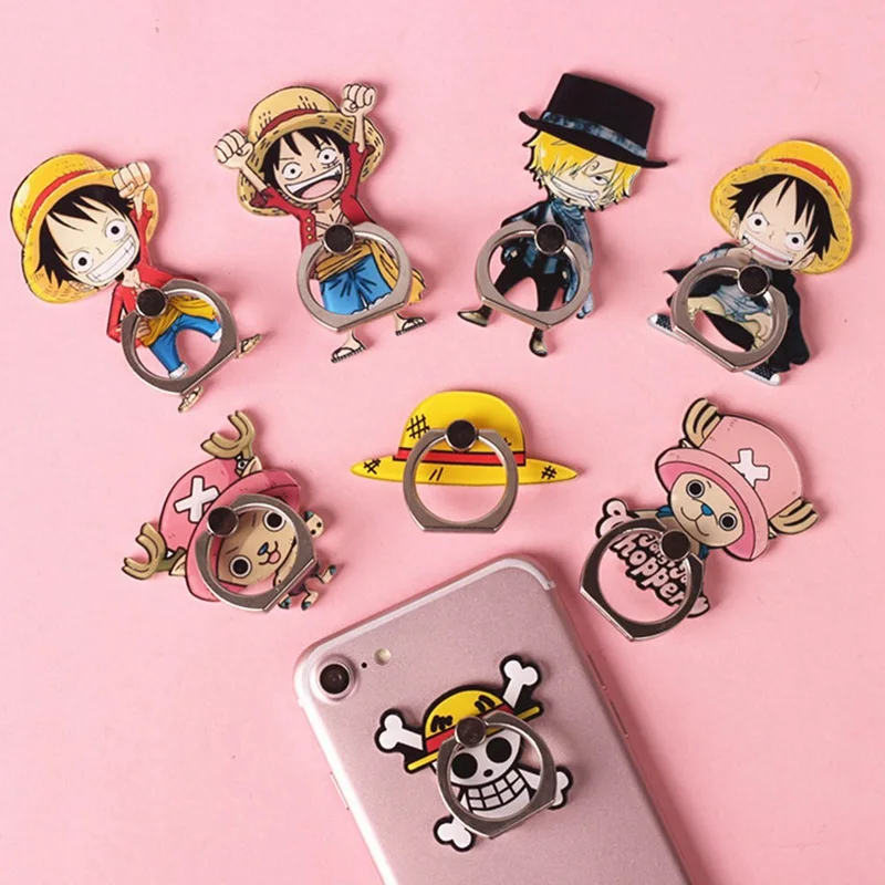 Anime One Piece Luffy Straw Hat 360 Degree Metal Finger Ring Mobile Phone Smartphone Stand Holder for iphone ipad