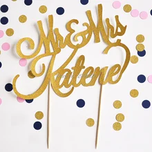 Заказ Свадебного Торта Топпер, золотой блеск, блестящие свадебные топперы, Mr& Mrs фамилия торт Топпер, Свадебный декор