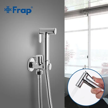 

FRAP Bidet Faucets Solid Brass Single Cold Water Corner Valve Bidet Function Cylindrical Hand Shower Tap Crane 90 Degree Switch