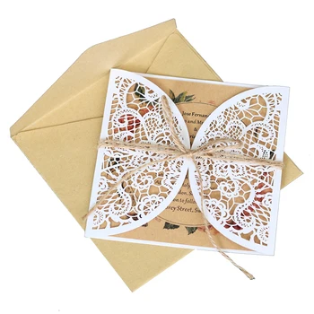 

10Pcs Nice Hollow Laser Cut Wedding Invitations Elegant Engagement Wedding Invitation Lace Card for wholesale Drop Shipping