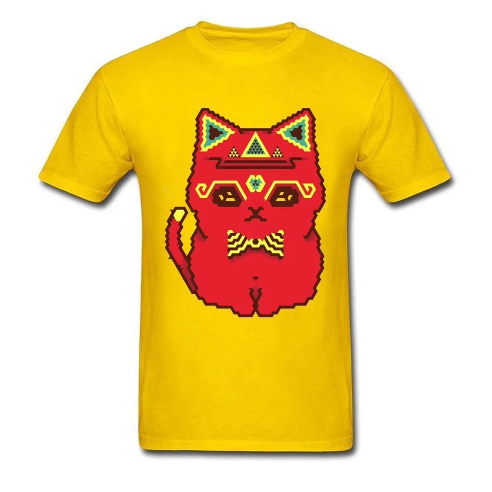 Round Neck Hipster Cat Dexter 100% Cotton Boy Tshirts Family Short Sleeve Tops Shirts High Quality Classic T Shirts Hipster Cat Dexter yellow