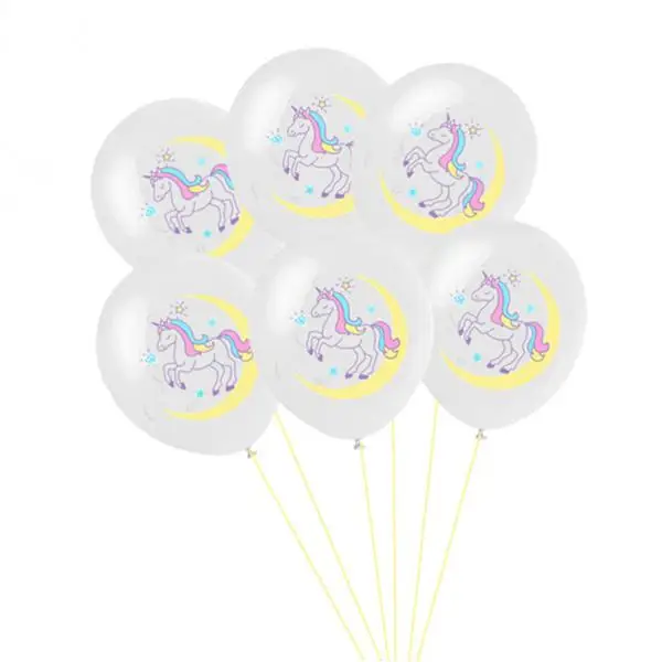 10PCS Clear Balloons Foil Confetti Transparent Balloons with Colorful Sequin Cartoon Pictures Unicorn Birthday Party Decorations