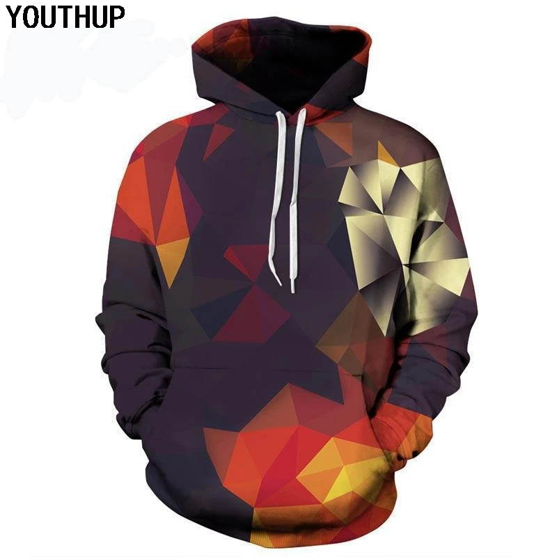 YOUTHUP Men 3d Hoodies Geometric 3d Full Print Hooded Sweatshirts For Men Fashion Cool Hoodies 3d Pullover Plus Size Male Coat