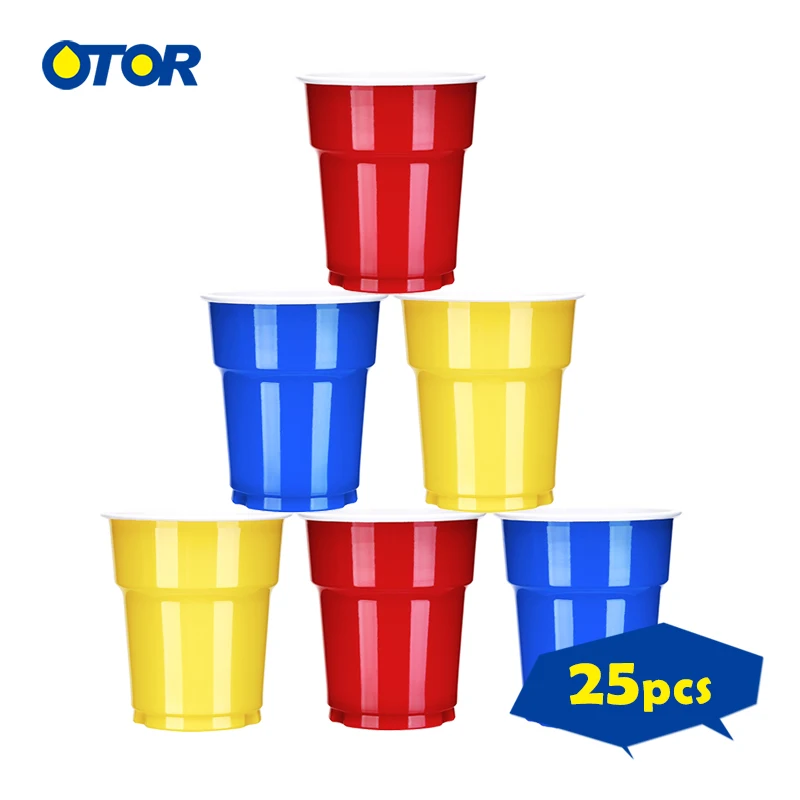 

OTOR Party Plastic Cups World Cup Drink or Birthday Wedding Decoration Home Game Party Beer Pong Disposable 200ml 25pcs