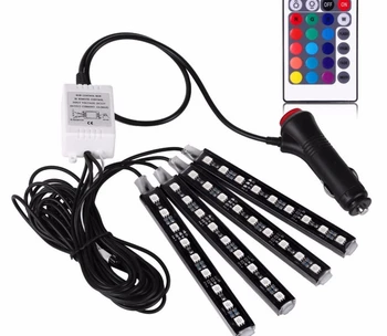 

[Seven Neon]4x9 LED RGB Car Atmosphere Lights Decoration Lamp 12v Auto Interior Lights Glow Decorative cigarette lighter