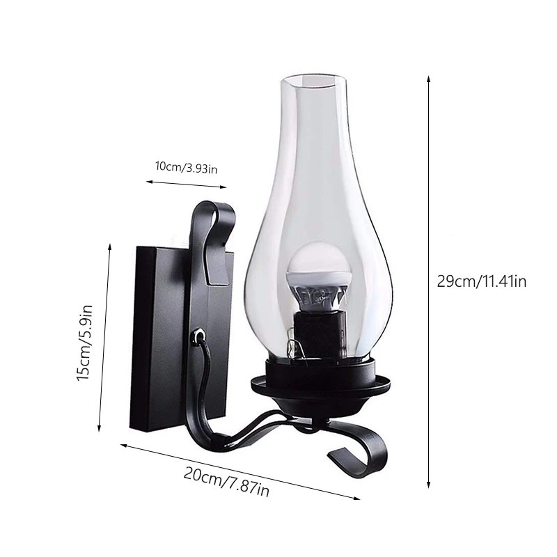 

American Industrial Wind Antique Wall Lamp Retro Personality Simple Creative Restaurant Aisle Glass Wall Lamp Lighting Black