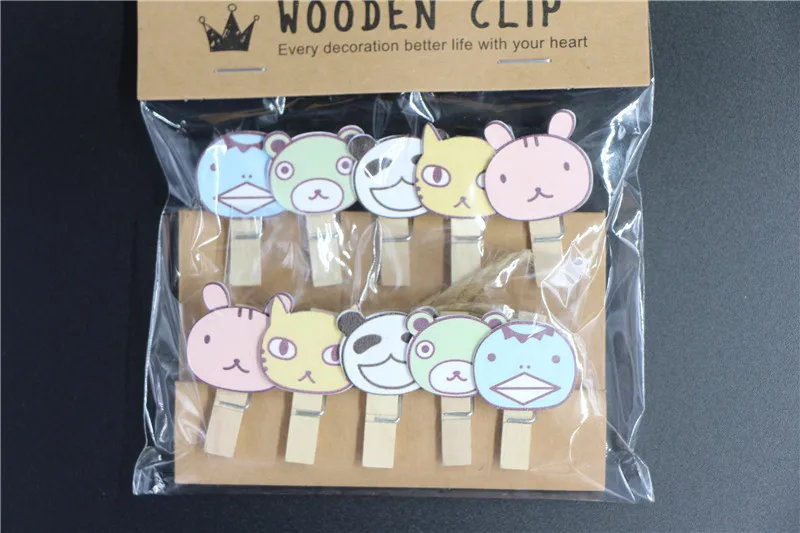 10 Pcs/Pack Kawaii Wooden Clips Macarons Rabbit Cat Owl Paper Clip Notes Notebook Tool DIY Bookmark Cute Stationery Wholesale