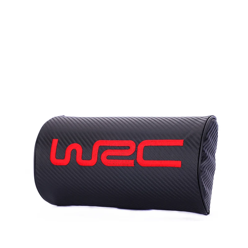 

Embroidery for WRC Car carbon fiber style headrest soft Neck Pillow for subaru mercedes toyota bmw chevrolet audi accessories