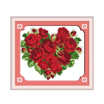 

Closer Hearts Cross Stitch Patterns Flowers DMC 11 14CT Cross Stitch Flowers Needlework Embroidery Kit Printed Canvas Home Decor