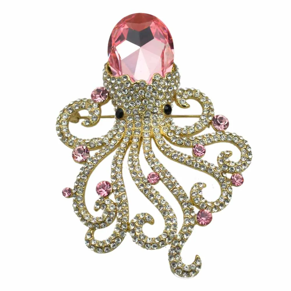 

Deshow Octopus Brooch Pin Antique Gold Silver Color Crystal Animal Bling Women Jewelry Gifts Her Wife Wholesale