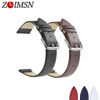 

ZLIMSN Soft Genuine Leather Watch Band 18 20 22mm Brown Black Smooth Thin Watch Strap Stainless Steel Buckle Relojes Hombre 2019