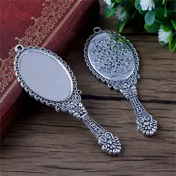 

( Fit 20*30mm ) 3pcs Antique Silver Color Plated Cabochon Settings Oval Cameo Base Blank Tray Pendant Charms Mirror