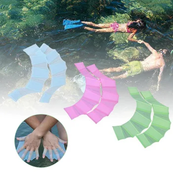 

2019 Newly 1 Pair Frog Silicone Hand Swimming Fins Handcuffs Flippers Swim Palm Finger MSD-ING