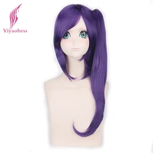 Yiyaobess синтетического 24-дюймовый "гинтама" Terakado Tsu длинные волнистые Косплэй парики с челкой Фиолетовый Для женщин парики с одним хвост