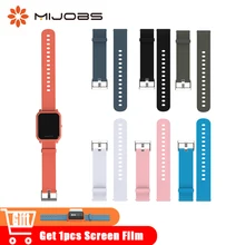 Mijobs 20mm Silicone Wrist Watch Band Strap for Xiaomi Huami Amazfit Bip BIT PACE Lite Bracelet Smart Watch Pulseira Accessories